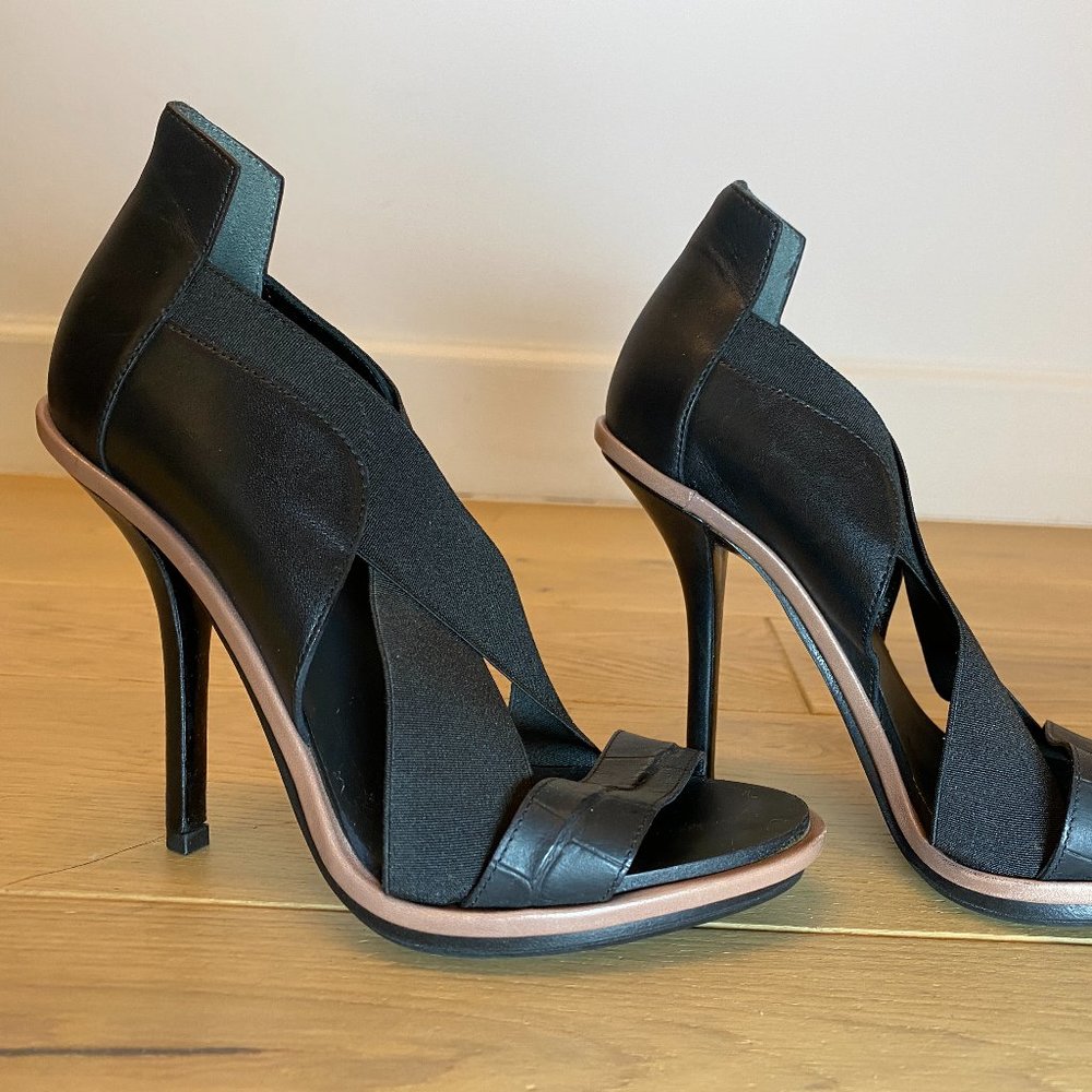 Balenciaga Black Leather Strap Stilettos (Size 36) - Brand New No Box
